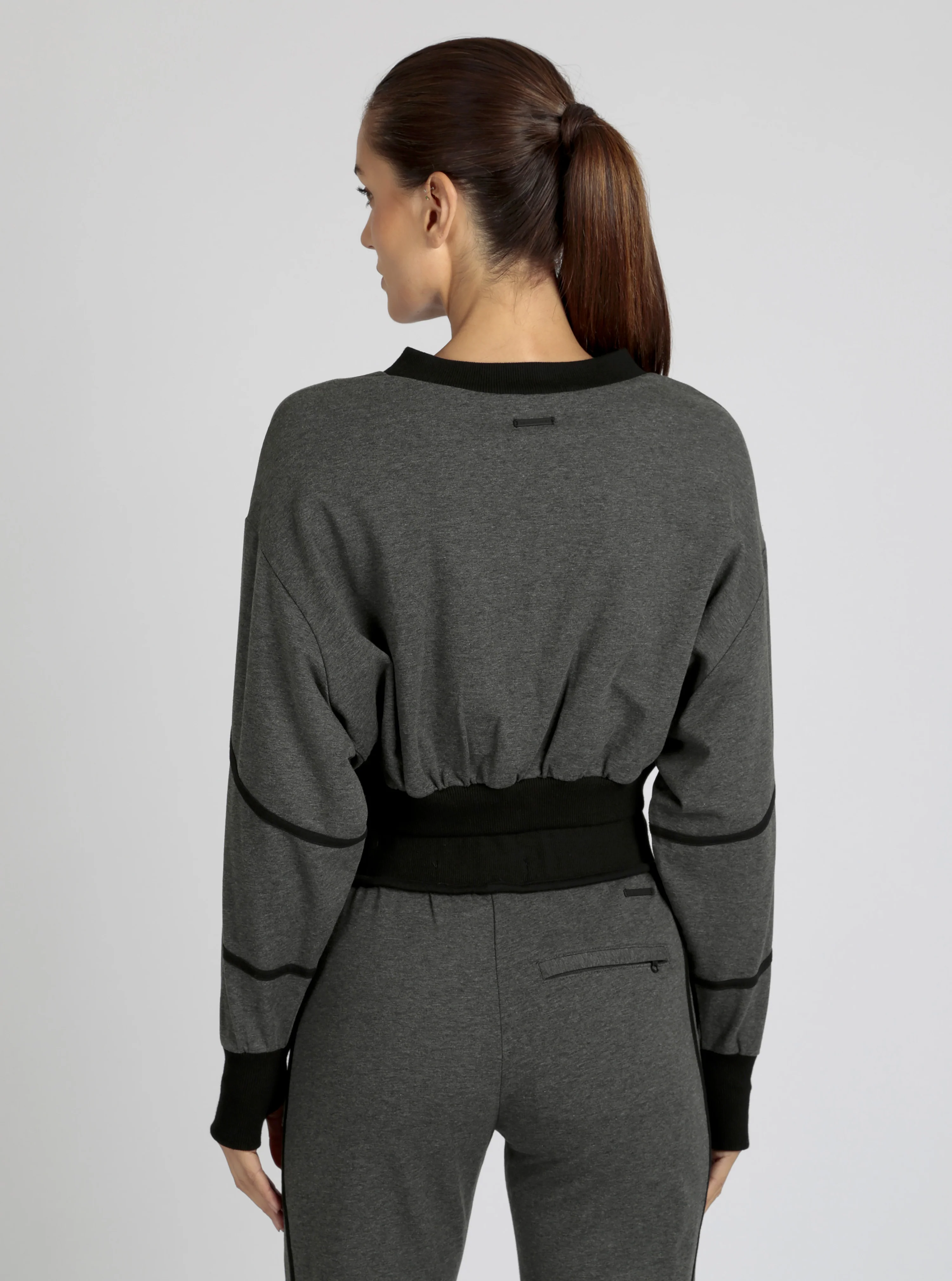 Belina V Neck Sweatshirt Charcoal or Black - FINAL SALE - Image 3