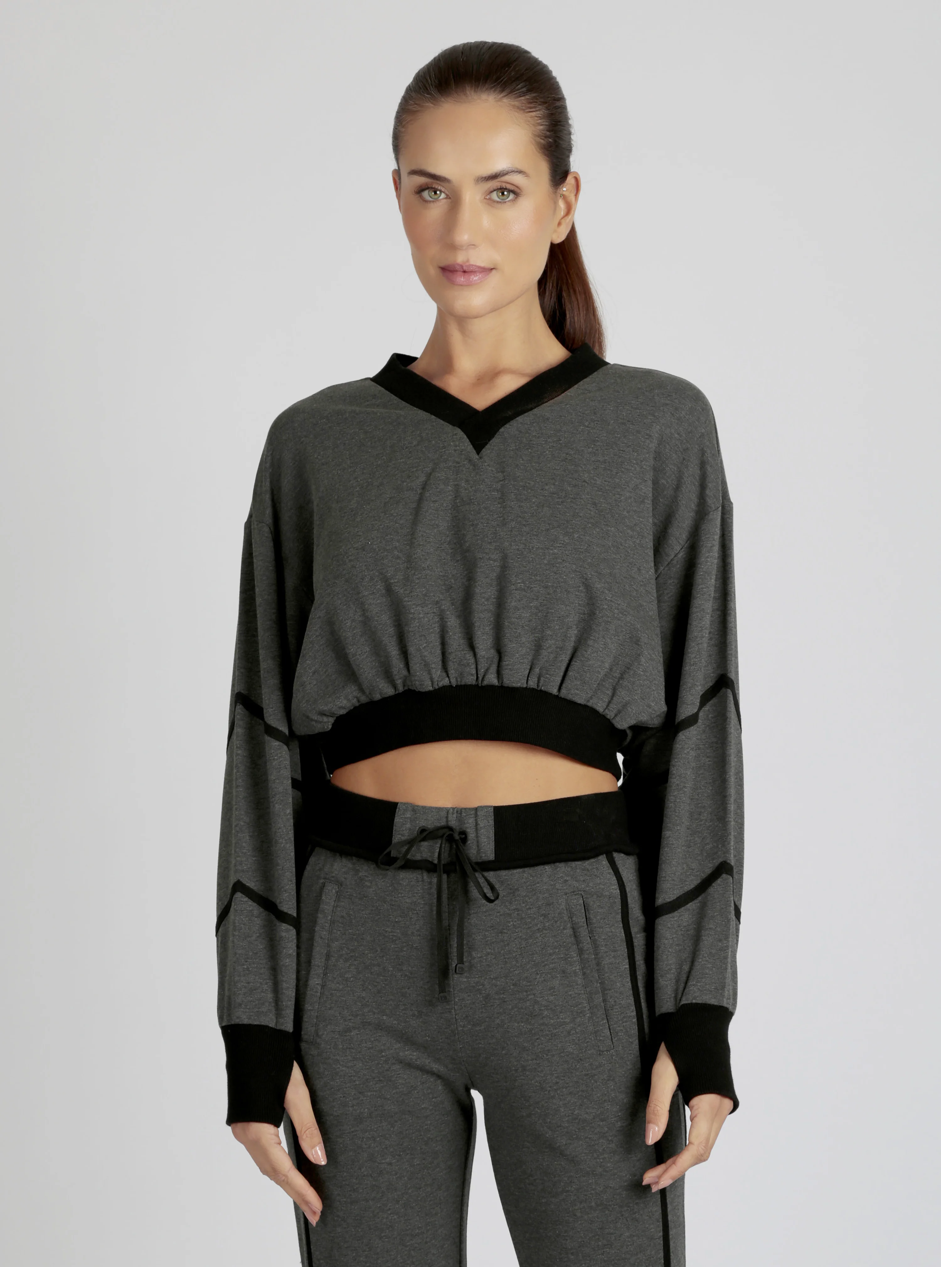 Belina V Neck Sweatshirt Charcoal or Black - FINAL SALE - Image 4