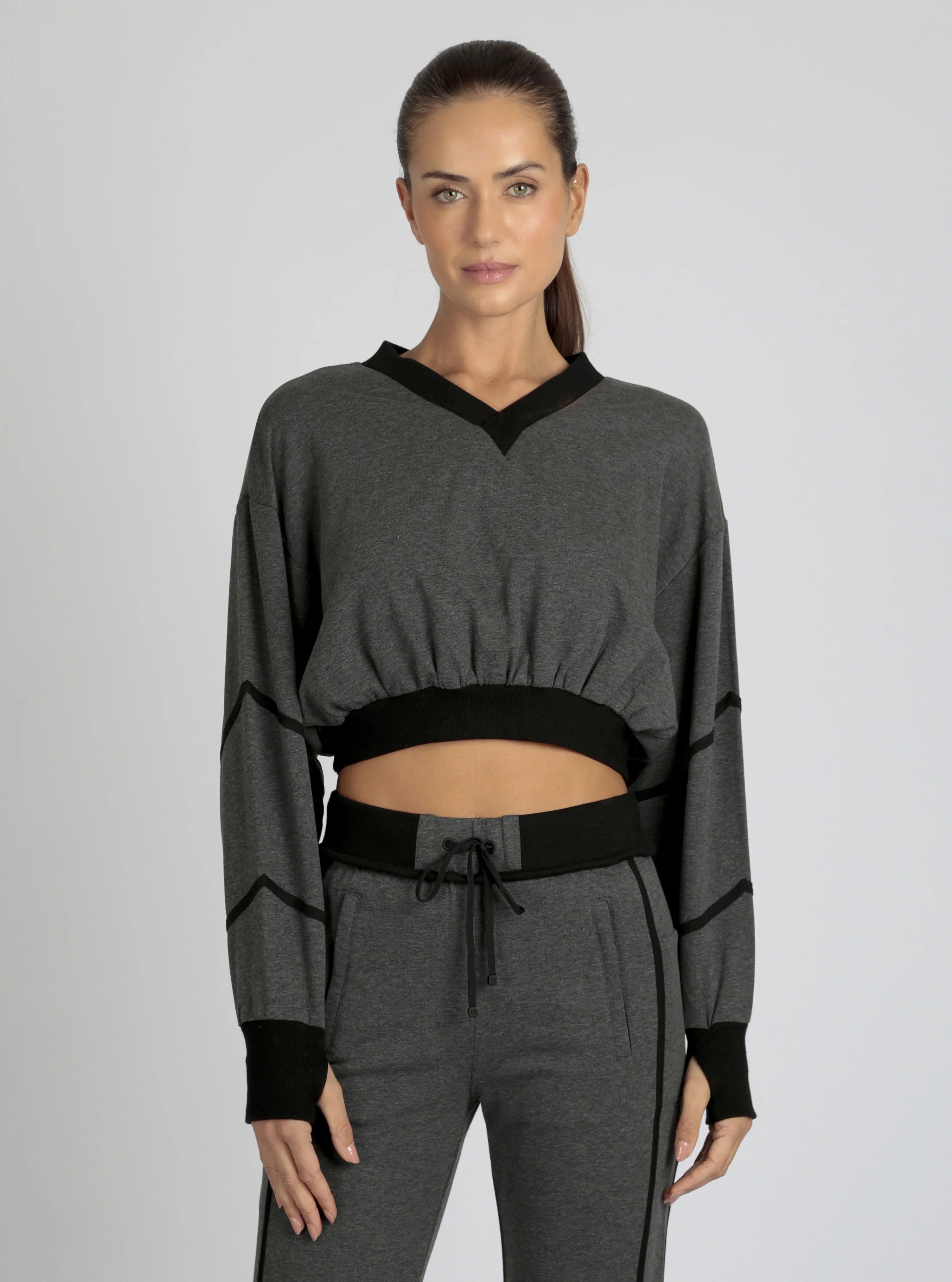 Belina V Neck Sweatshirt Charcoal or Black - FINAL SALE - Image 6