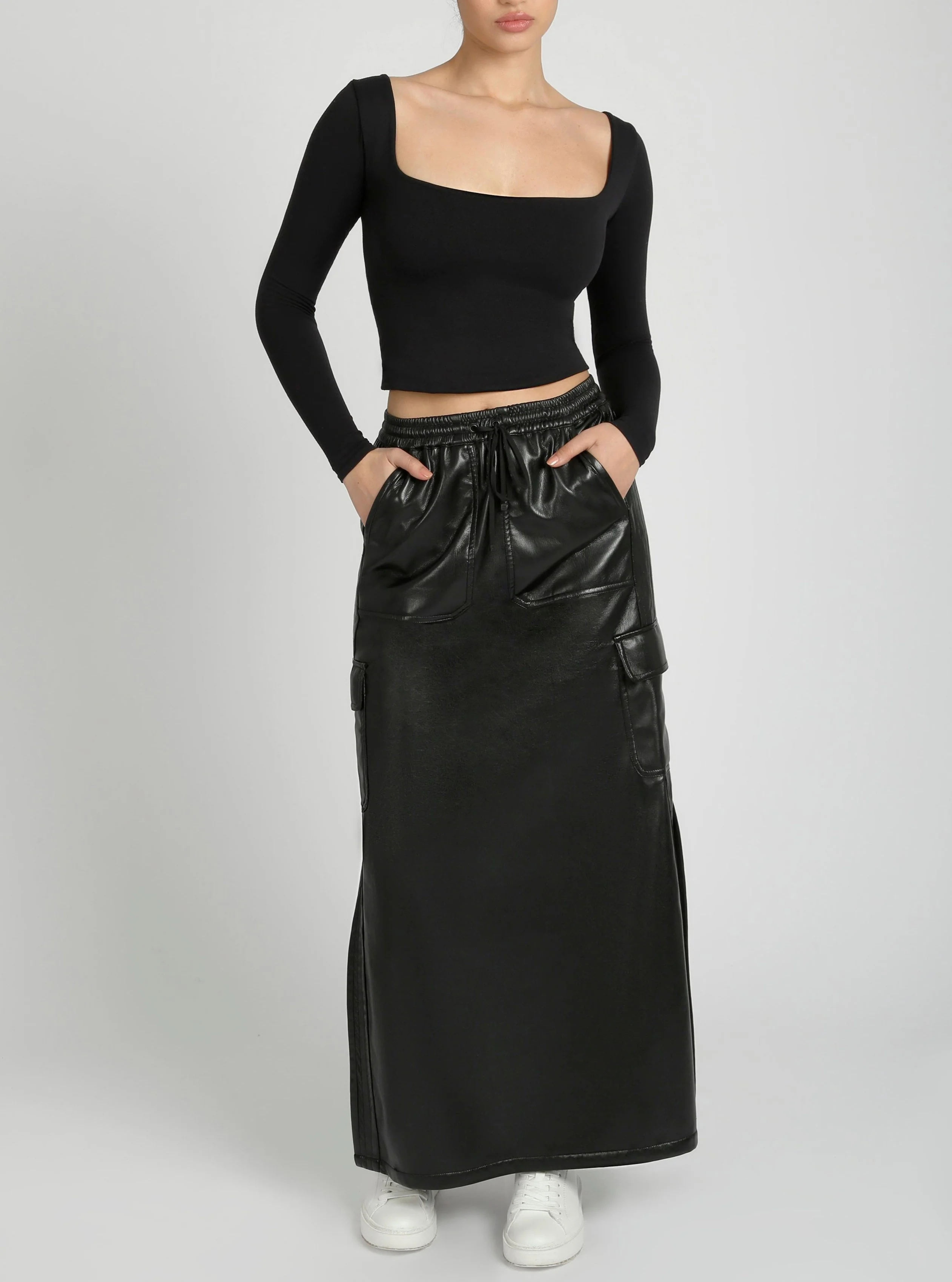 Delia Long Vegan Leather Skirt - Final Sale