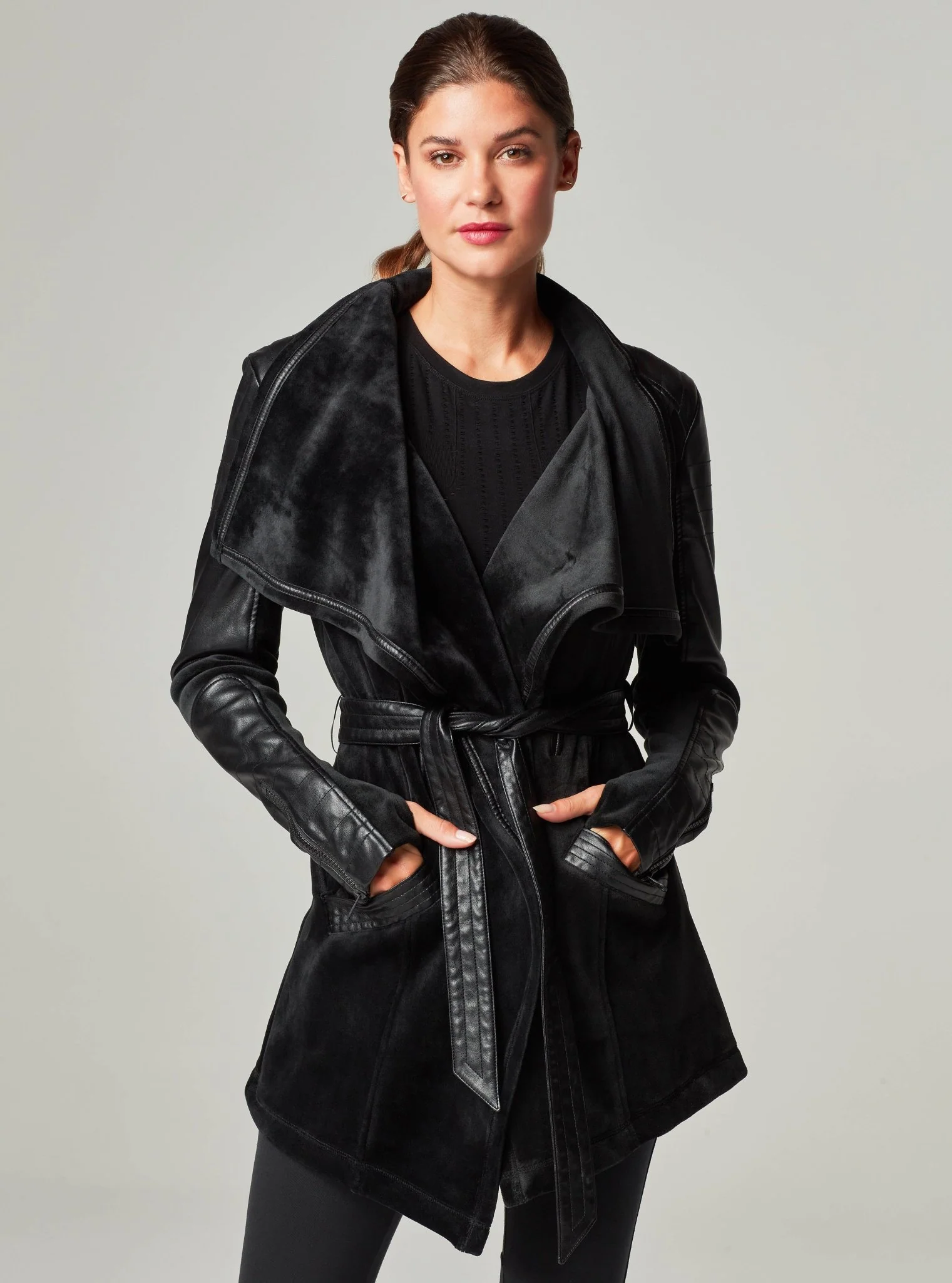 Drape Velour Jacket - Black - Image 5