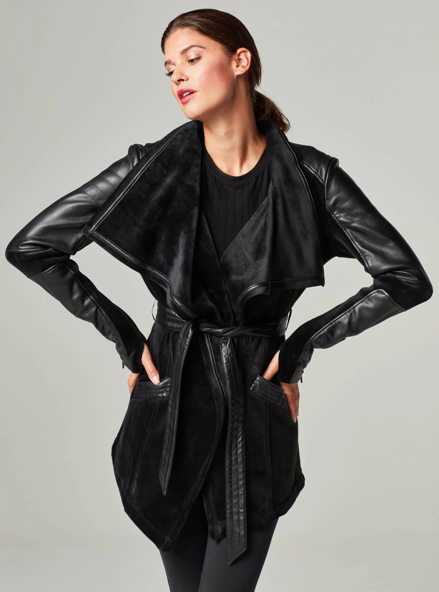 Drape Velour Jacket - Black - Image 9