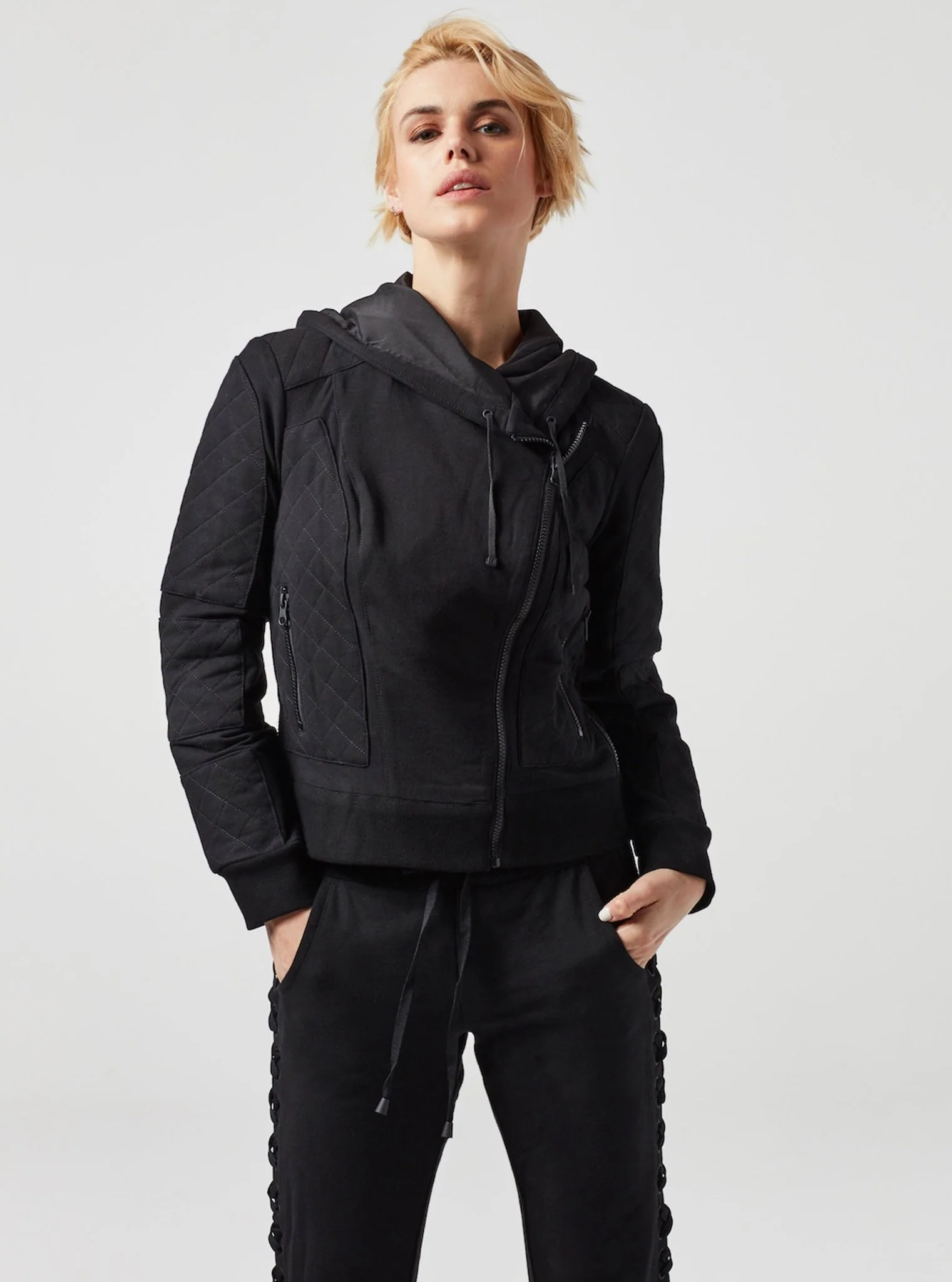 French Terry Mesh  Moto - Black - FINAL SALE - Image 2