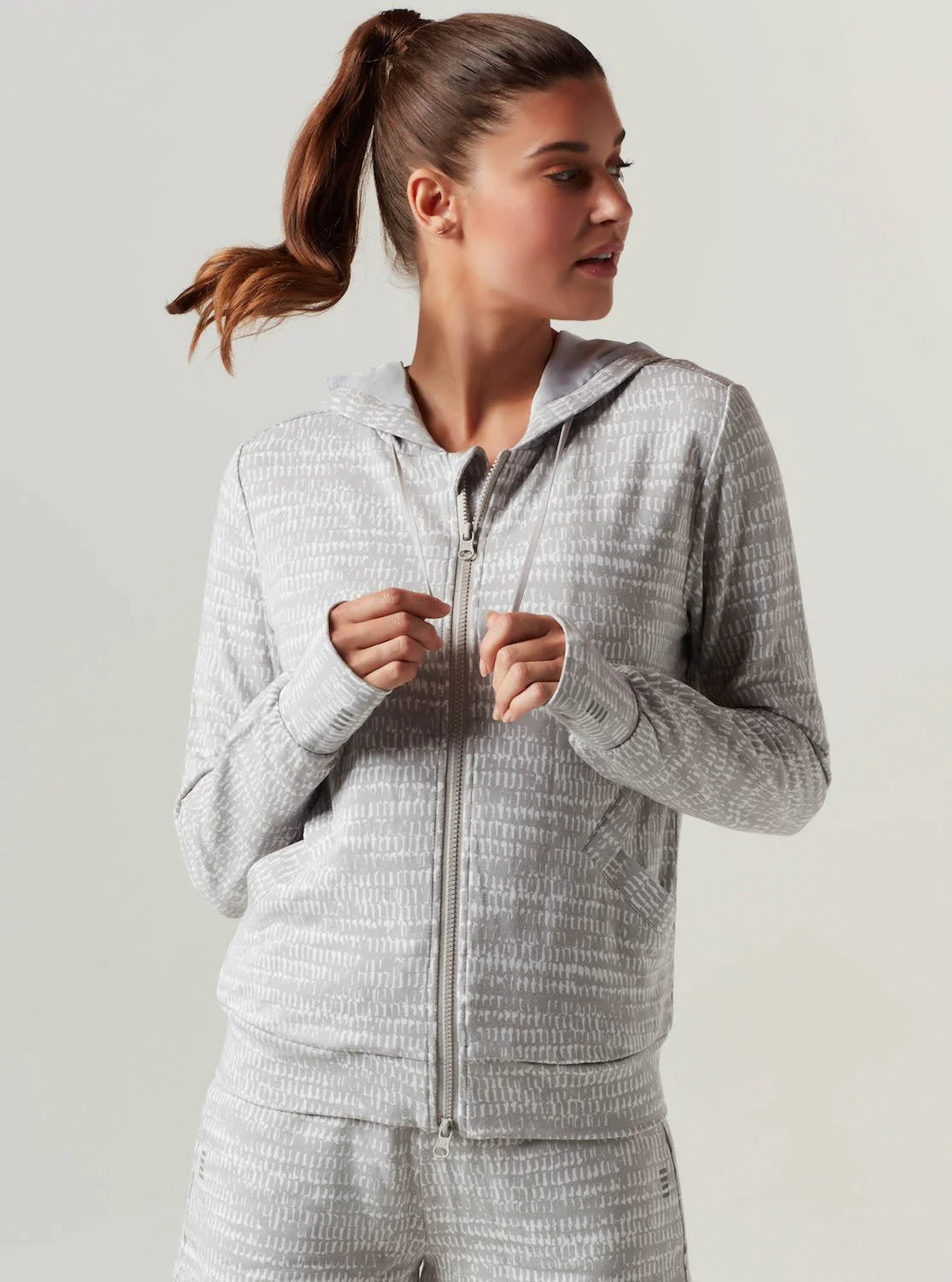 Luxe Fleece Zip Front Hoodie - Heather Gray FINAL SALE - Image 2