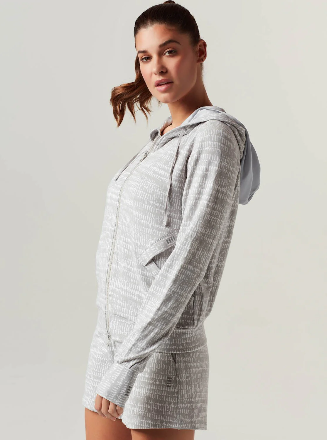 Luxe Fleece Zip Front Hoodie - Heather Gray FINAL SALE - Image 6