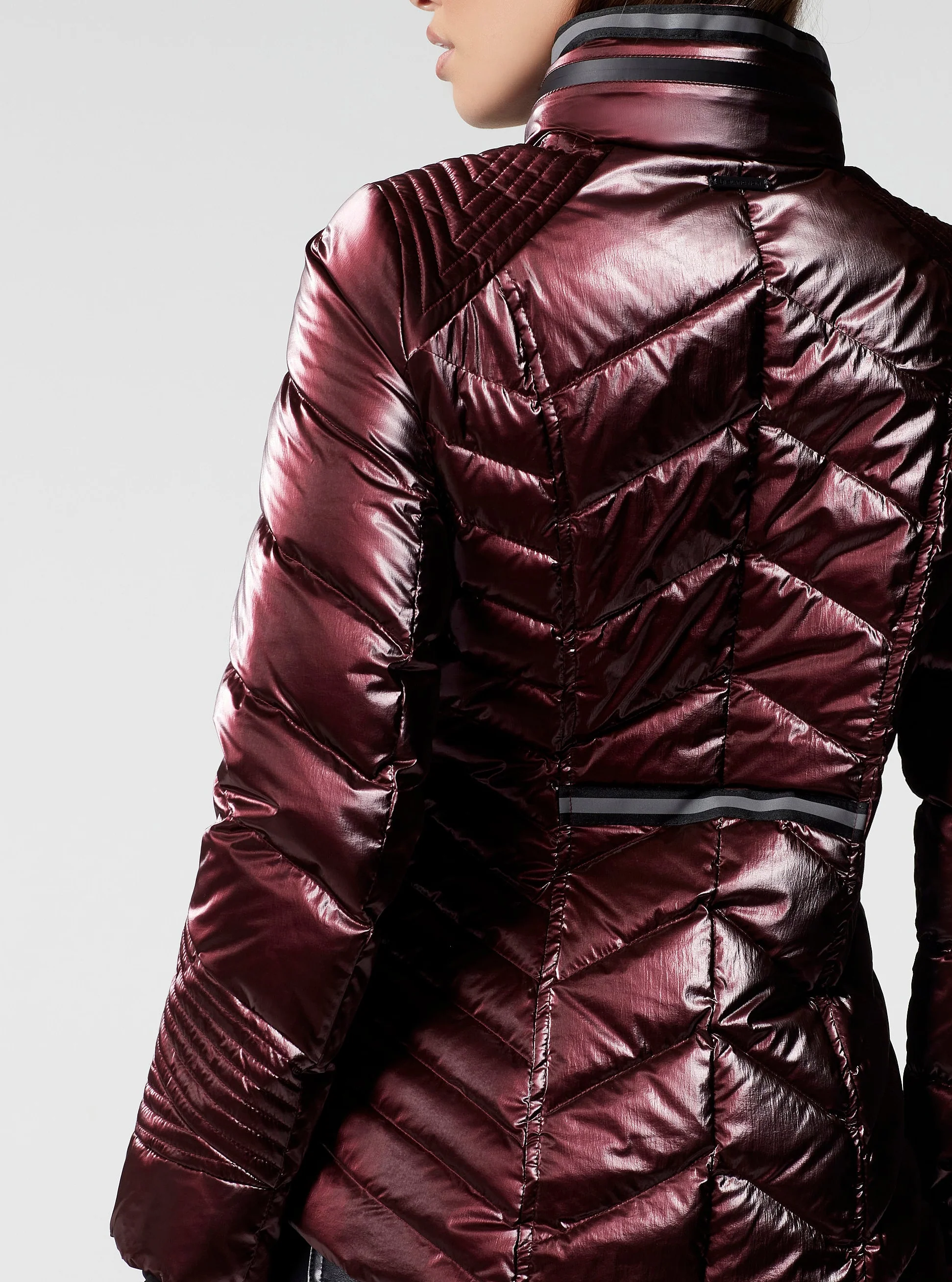 Super Hero Puffer Down Filled Jacket with Reflective Trim - Red