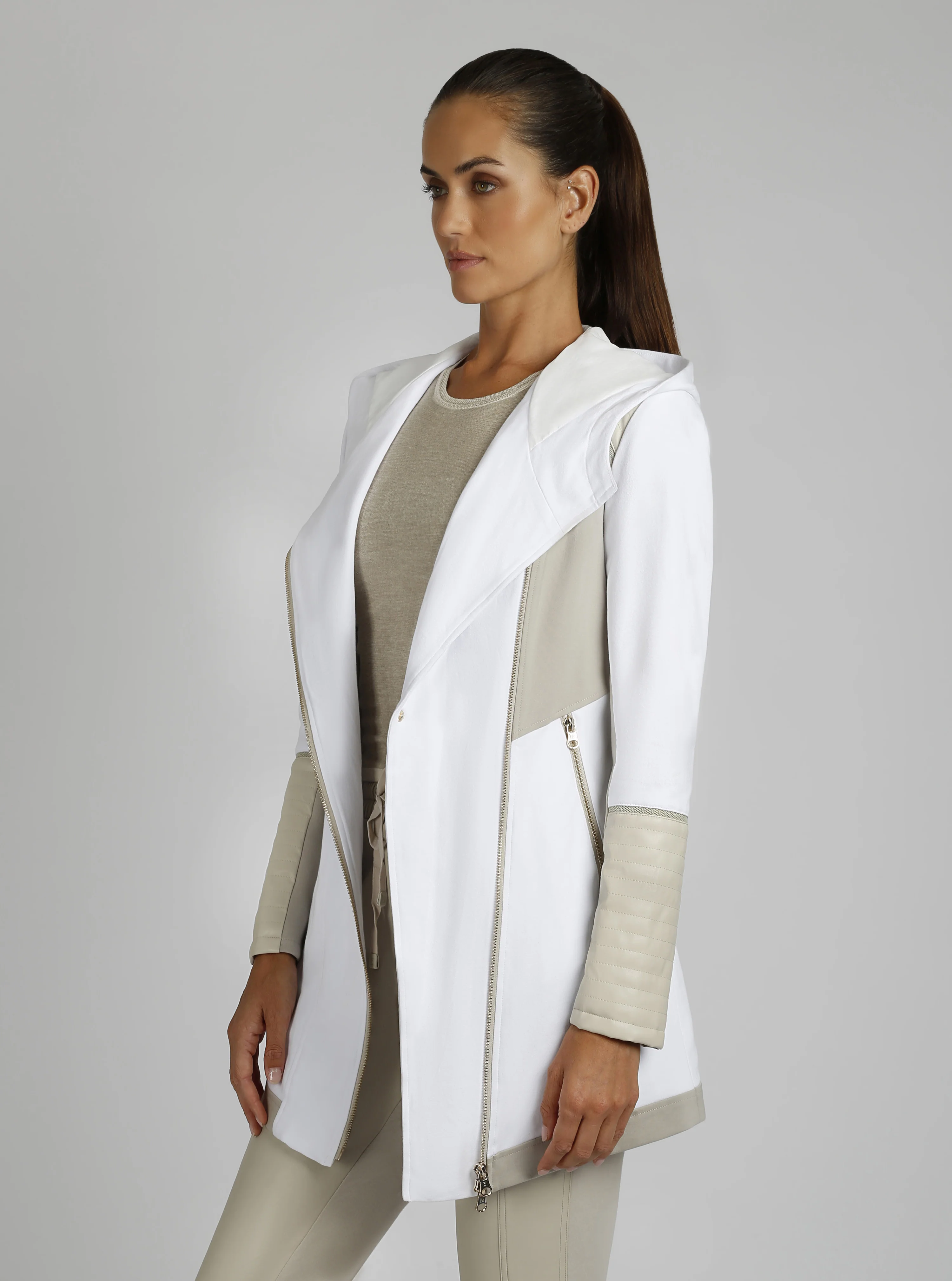 Updated Traveler Jacket with Gold Zip  - Optic White / Pumice - Image 6