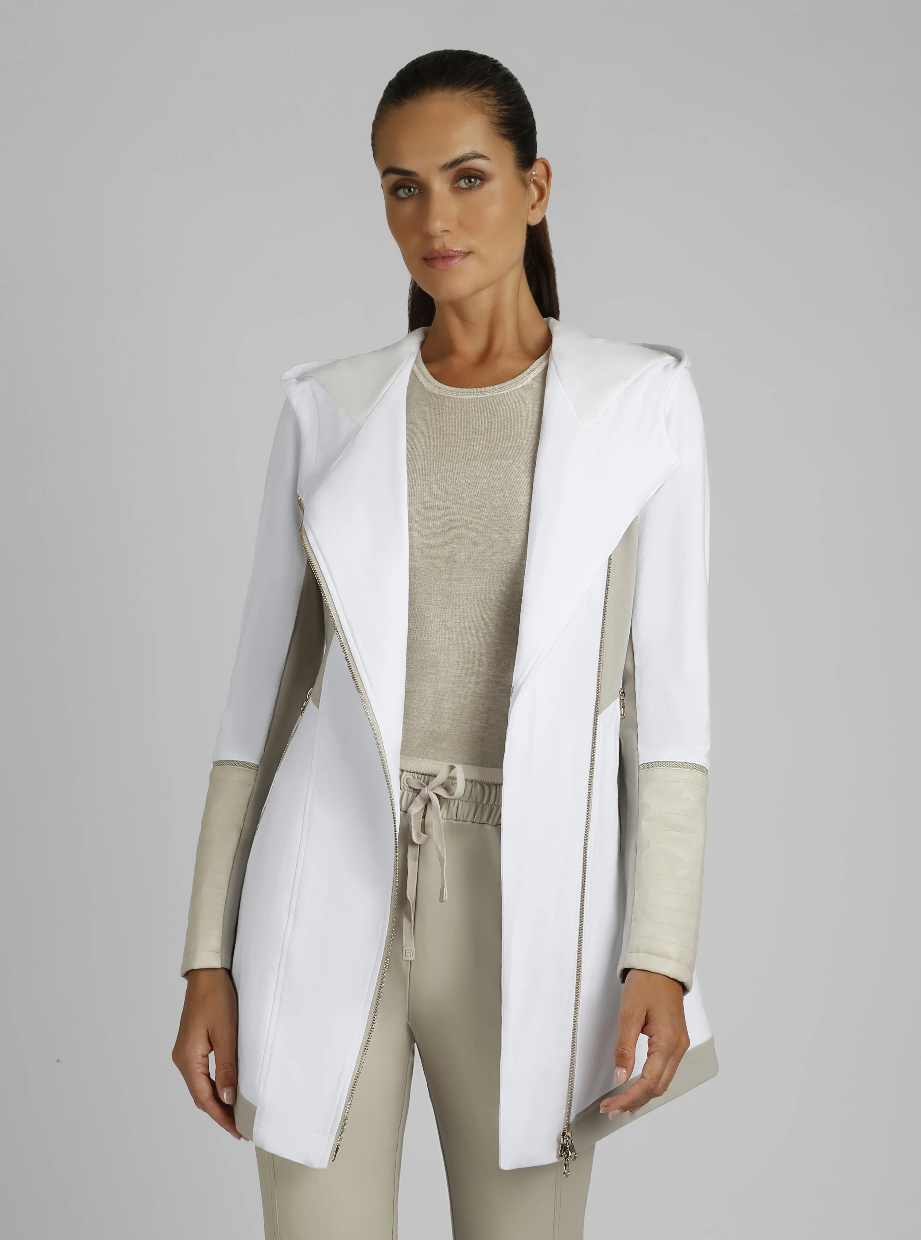 Updated Traveler Jacket with Gold Zip  - Optic White / Pumice - Image 9